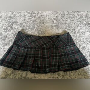 Plaid Pleated Mini Skirt Green Black Red Button Detail Size: Large Target